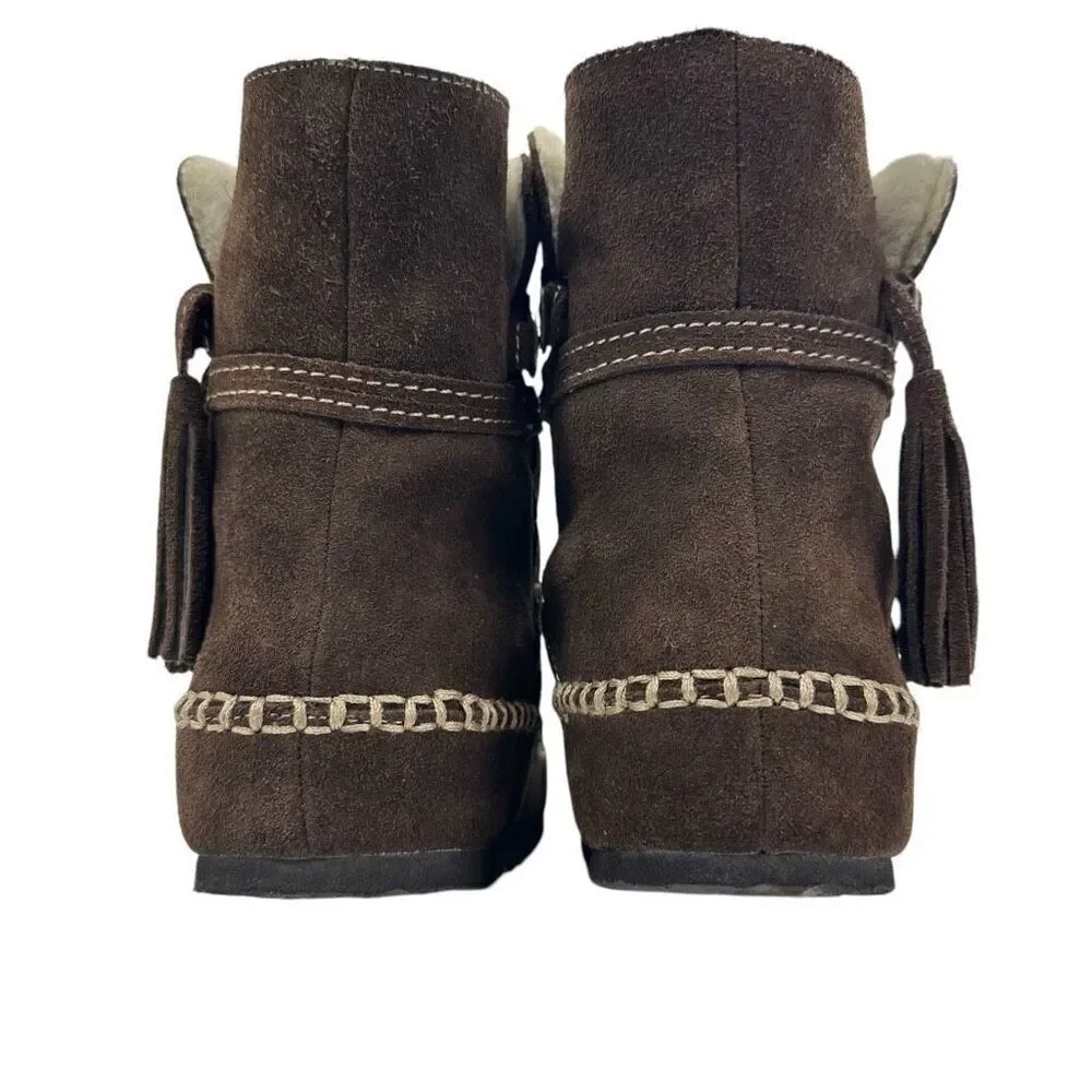 Vintage Sherpa Lined Suede Moccasin Winter Boots Women’s Size 6.5/7